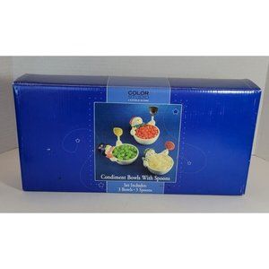 Color Studio Showman Condiment Bowls and Spoons Christmas set of 3 in box